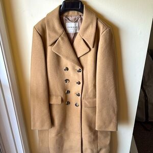 Canvas by Lands End Full Length Camel Tan Khaki Coat peacoat size 4 NWT